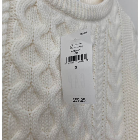 GAP Off White / Cream Cable-Knit Crewneck Sweater - Picture 4 of 12